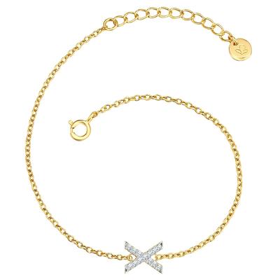 Gliederarmband GLANZSTÜCKE MÜNCHEN "GSM1979", gold (gelbgold, weiß), Armbänder, Damen, Silber 925 (Sterlingsilber), Gliederarmband, mit Buchstaben-Anhänger