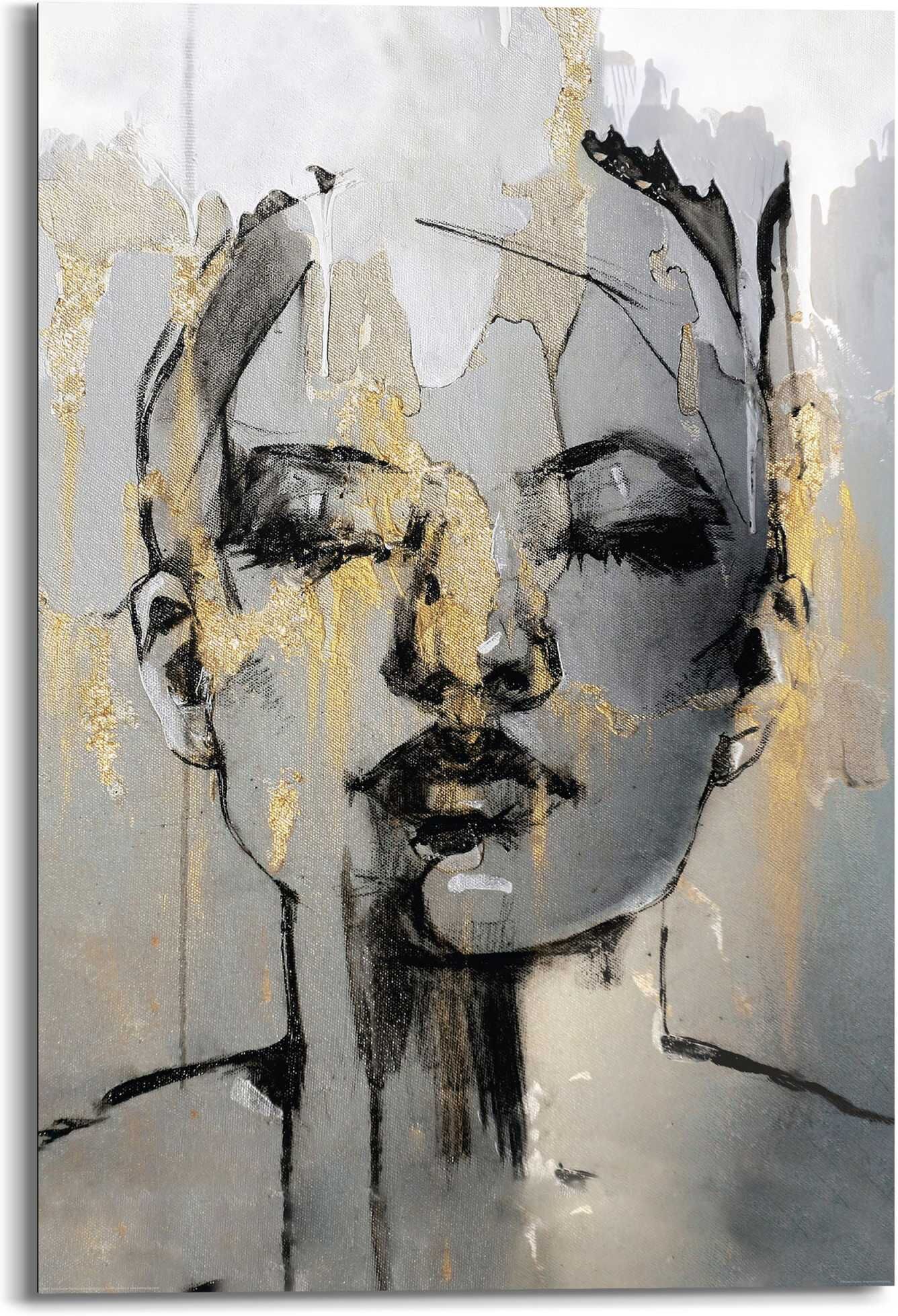 Reinders! Deco-Panel REINDERS "Golden Face", gold (farbe bild(er): gold), B:60cm H:90cm T:2cm, Holzwerkstoff, Bilder, Deco-Panel farbe bild(er): gold B/H/T: 60cm x 90cm x 2cm