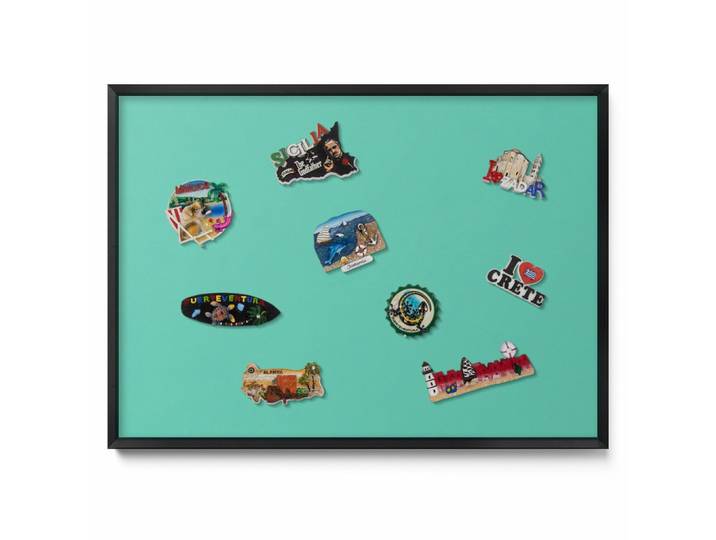 MAGNETTAFEL 70x50 cm schwarzer Rahmen – Olivfarben