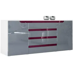 SIDEBOARD Sintra Grau Hochglanz / Brombeer Hochglanz