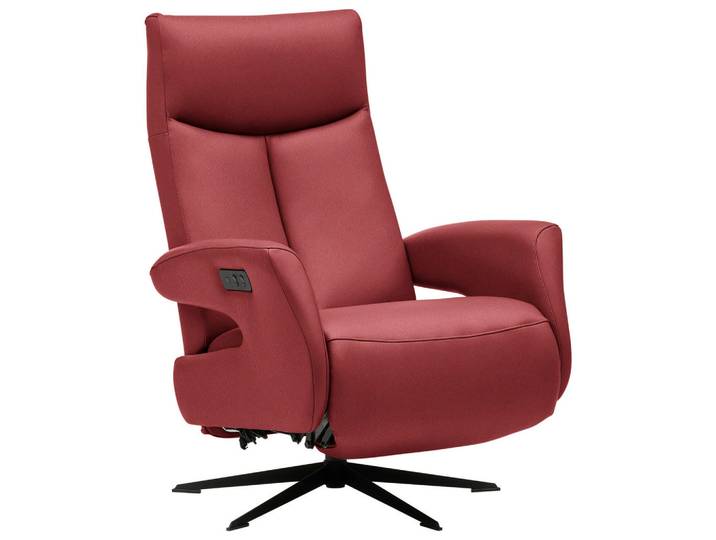 Welnova Relaxsessel, Rot, Metall, Echtleder, Color-Finish-Leder, 74x105x82 cm, Fussart wählbar, Lederauswahl, Relaxfunktion, Netzbetrieb, Wohnzimmer, Sessel, Relaxsessel