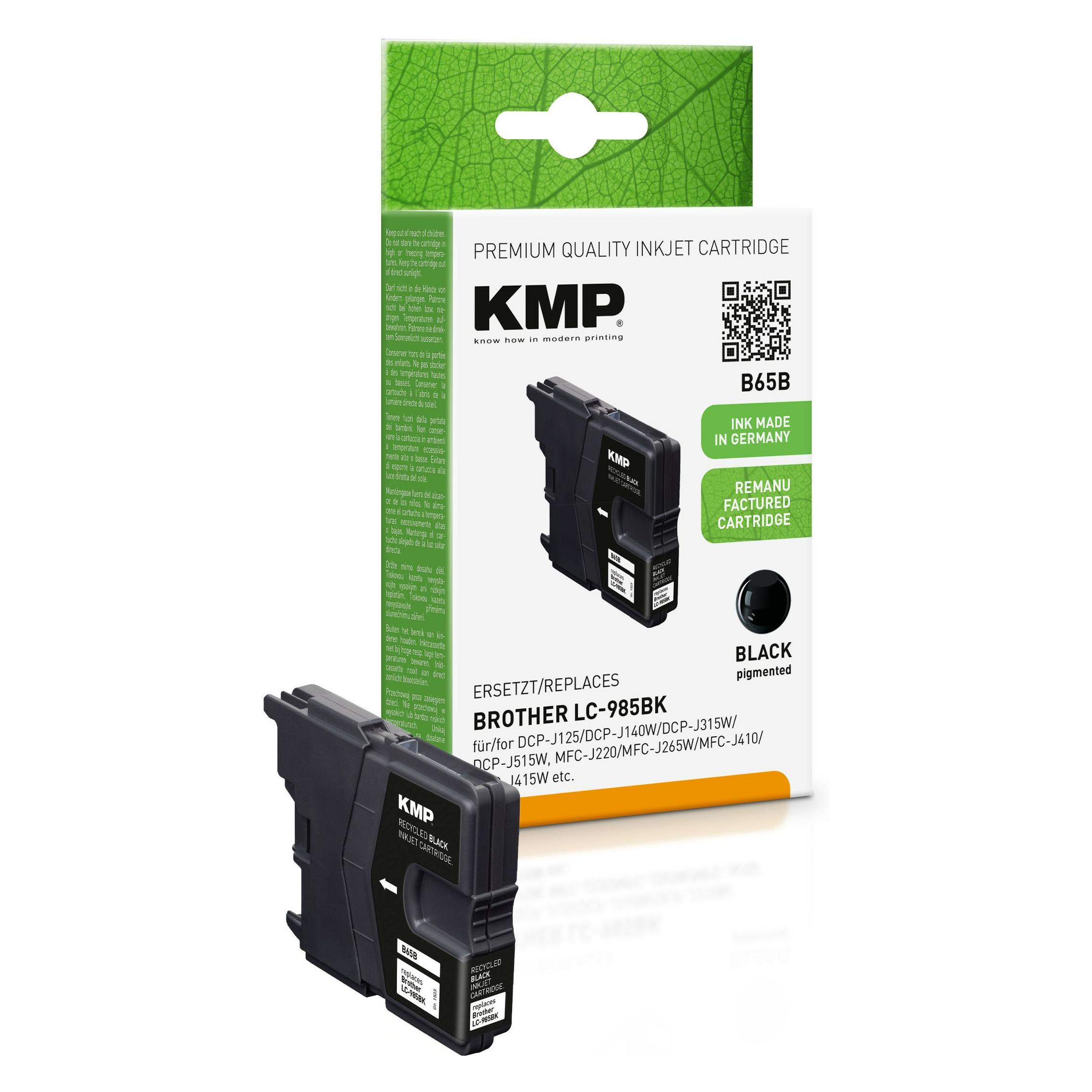 KMP Tinte ersetzt LC985BK (BK) (1523,4001)