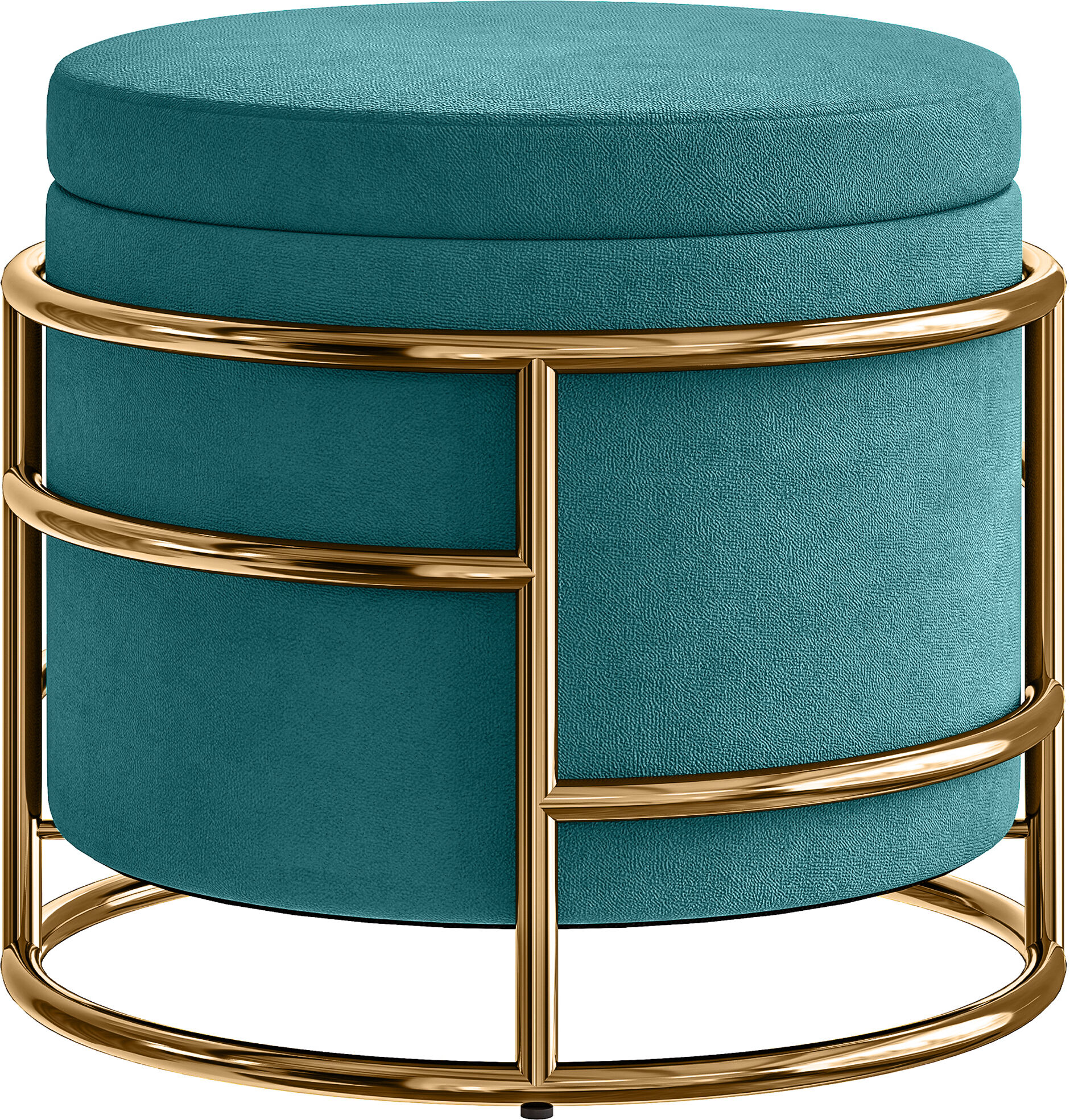 Altro Pouf Contenitore Rotondo In Velluto Con Vano Da 24l E Coperchio Rimovibile, Ø42x39 Cm, Verde
