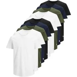 JACK AND JONES JACK&JONES Herren T-Shirt, 10er Pack - JJENOA, kurzarm, Rundhals, Baumwolle, einfarbig, Größe S in Weiß Weiß