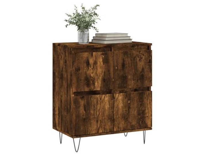 KTHLBRH Anrichte Eiche Rauch 60 x 35 x 70 cm Holz mehrschichtig Großer Stauraum, Ausstellungsfunktion, Beine aus Eisen, robust und stabil