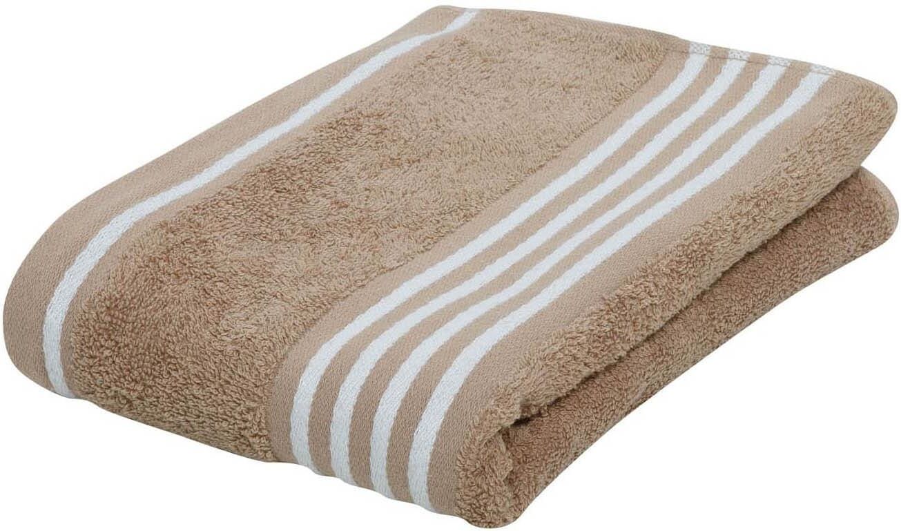Handtücher GÖZZE "Rio", braun (nougat), B:50cm L:100cm, Walkfrottee, Obermaterial: 100% Baumwolle, Handtücher, im Set, mit frischer Streifenbordüre