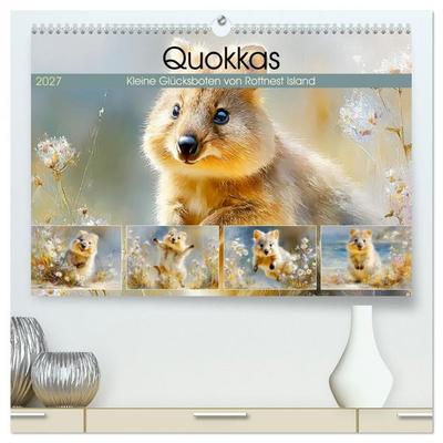 Quokkas. Kleine Glücksboten von Rottnest Island (hochwertiger Premium Wandkalender 2027 DIN A2 quer), Kunstdruck in Hochglanz