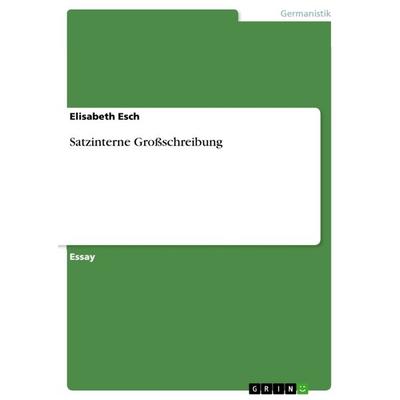 Satzinterne Großschreibung, Taschenbuch von Elisabeth Esch, GRIN, 978-3-640-98223-3