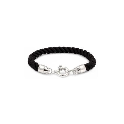 Armkette KUZZOI "Armband Textil Kordel Schwarz 925 Sterling Silber" Gr. 21, schwarz, Armbänder, Herren, 21, Silber 925 (Sterlingsilber), Armkette