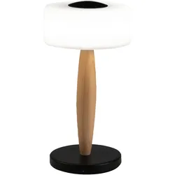 Fabas Luce Elea LED-Tischleuchte 8W 860lm 3000K, Gestell aus Metall, Holz und mundgeblasenem Glas mit Touch-Lichtregulierung, Farbe: Schwarz - Elea