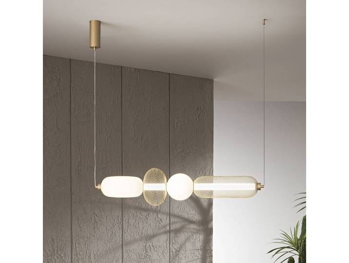 Luce Ambiente Design Hängelampe Inkas, messing / gold, für Wohn- / Esszimmer, Glas