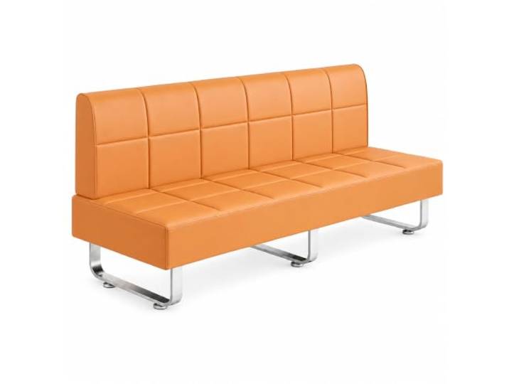 JS Ellie PU-Leder Empfangsbank, Moderne Wartezimmerbank mit Rückenlehne Belastbare Sitzbank mit ergonomischer Rückenlehne für Büro, Salon, Praxis, Spa und Hotel(Orange,150cm/59.1in)