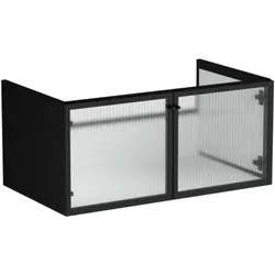 VitrA Liquid Waschtisch-Unterschrank 66739 88x51x41cm, Korpus schwarz matt/Ornamentglas geriffelt