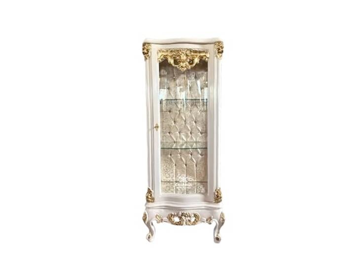 CasAmin Home & Living Vitrine Aus Weißem Glas im Französischen Barockstil für die Inneneinrichtung