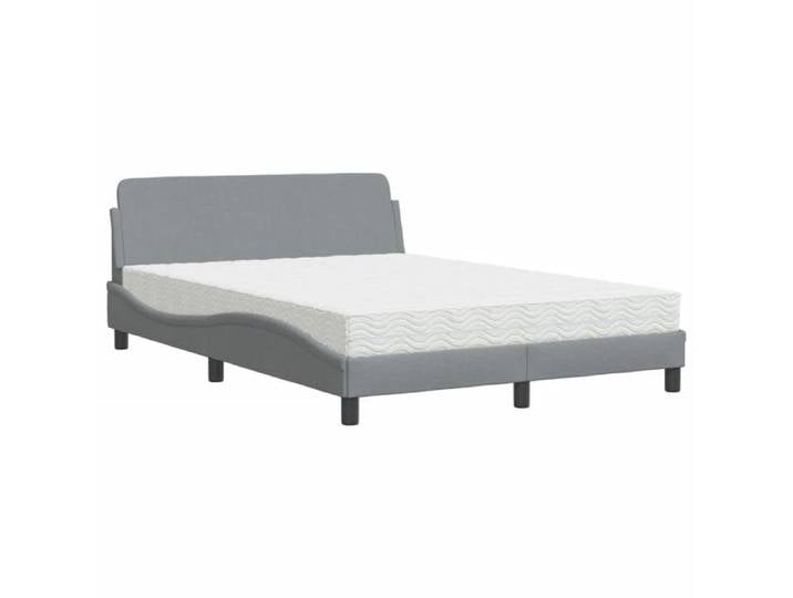 Lit Adulte Double Lit Complet/Lit avec matelas gris clair 140x190 cm tissu - 2 places SP21249BED72143253