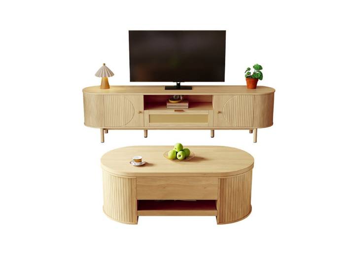 Fine Life Pro TV-Schrank Couchtisch‑Set mit höhenverstellbarem Couchtisch