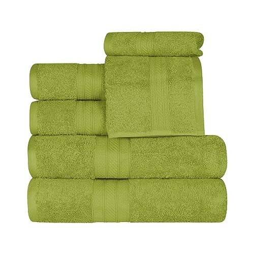 Superior 6-delige handdoekenset van 100% gekamd katoen, 700 g/m², Groene Essentie