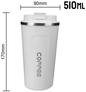 Uplifted Finds Thermo Cafe Double Stainless Steel Coffee Mug Leak Proof Travel Thermo Cup Car Thermos Mug 510 Ml White
