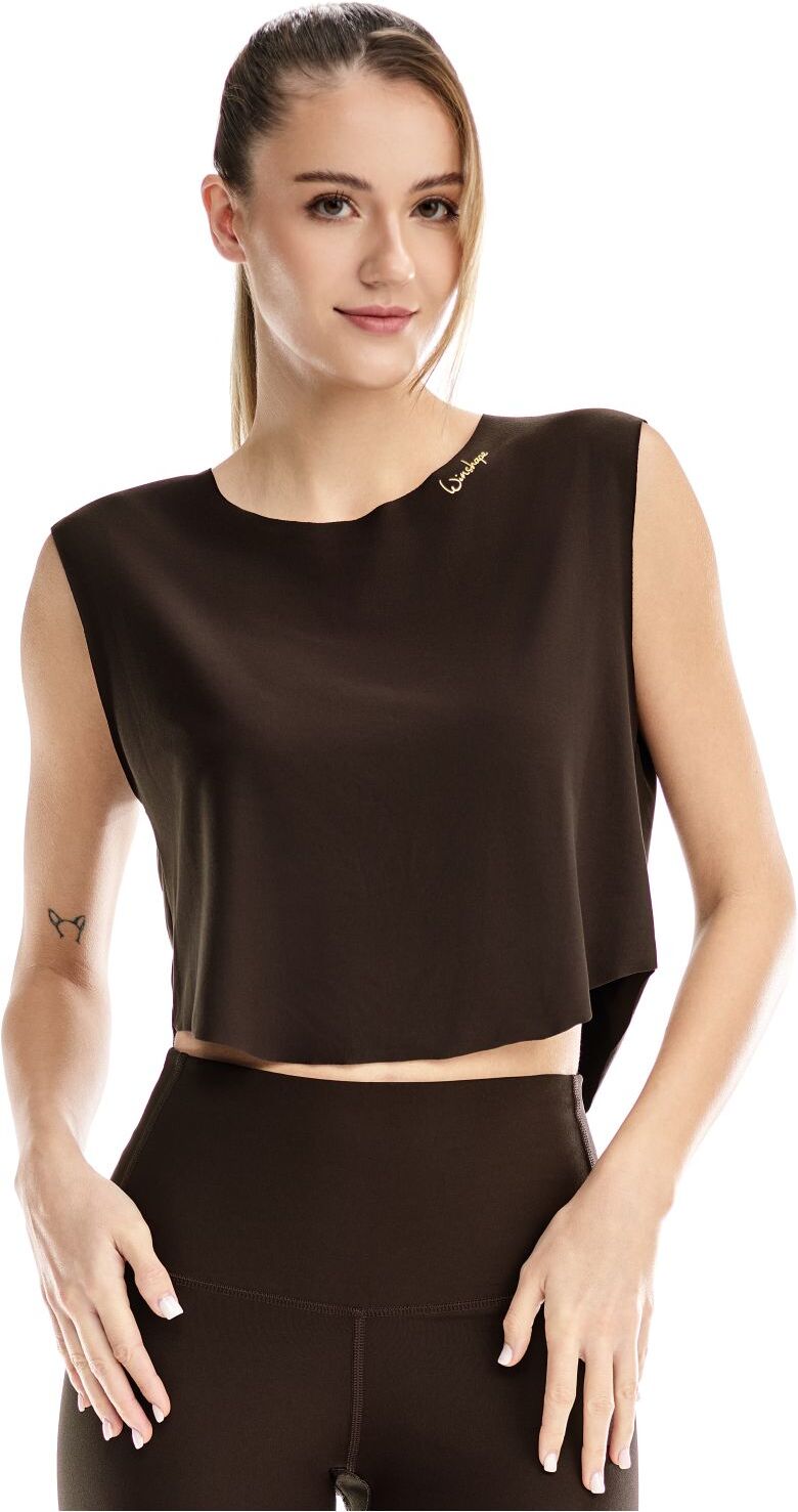 Crop-Top WINSHAPE "AET115LS", Damen, Gr. S, braun (espresso), 85% Polyester, 15% Elasthan, Rückenausschnitt, Tops Crop-Top, Functional Soft and Light espresso S