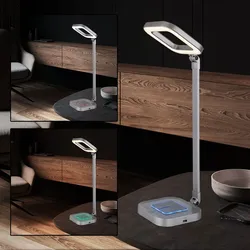 Tischlampe Schreibtisch Leuchte LED 8W Touchdimmer RGB ALU grau weiß H 43 cm
