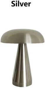 Uplifted Goods Retro Mushroom LED Table Lamp With Touch Sensor And Rechargeable Design silver