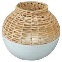BIDK Home "Iron & Cane Vase Dia 8"" - White - White"