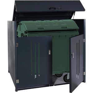 Mendler Müllcontainerbox HWC-M54, Metall, für 1 Müllcontainer bis 1100 Liter, abschließbar