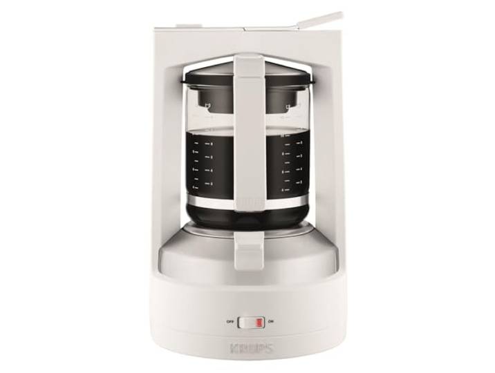 Krups Filterkaffeemaschine T8, 850 Watt, Kaffeemaschine mit automatische Abschaltung, 8-12 Tassen, 1l Wasserbehälter, beleuchteter Ein- Ausschalter, weiß, KM4682