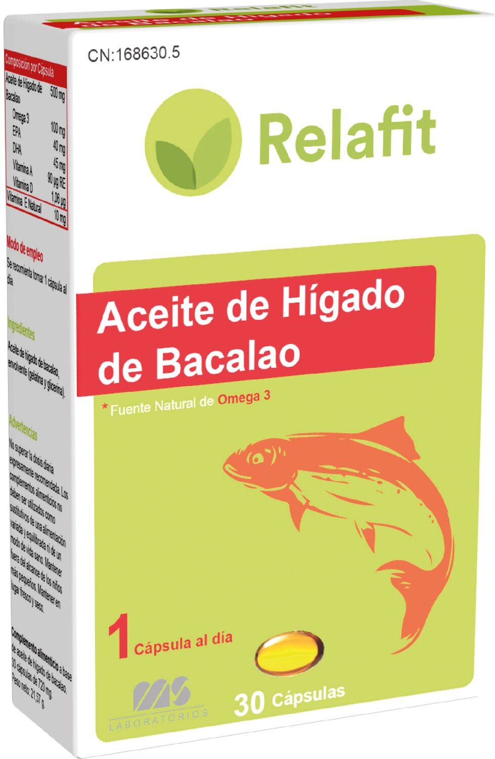 Relafit Aceite de hígado de bacalao 30 Perlas
