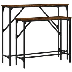 Décoshop26 - Set aus 2 braunen Konsolentischen aus Holzwerkstoff und Metall DEC032596