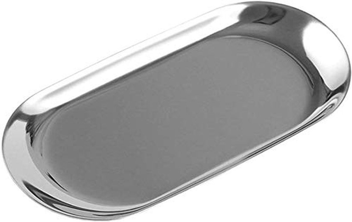 Dailygoody Vogueing Tool Candy Tray - Ovaal Kleine Metalen Opbergbak van Roestvrij Staal