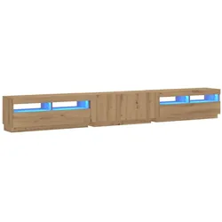 Helloshop26 - 3-teiliges TV-Möbelset mit moderner LED-Beleuchtung 300 x 35 x 40 cm Eichenholzoptik handgefertigt 02_0055890