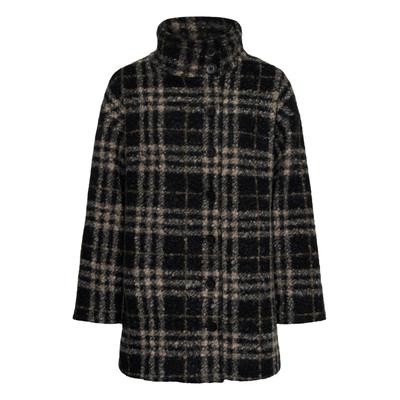 Outdoorjacke KAFFE "KAFFE Jacke KAsenala", Damen, Gr. 46, braun (schwarz, grau, braun check), Jacken Outdoorjacke