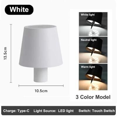 Uplift Essentials Wireless LED Wine Bottle Table Lamp Rechargeable Touch Control Light For Restaurants, Bars & Outdoor Dining a white 3 Colors