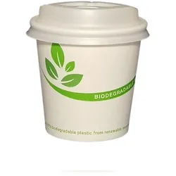 PackBio SPARSET Bio Espressobecher 100 ml/4oz mit weißem Bio Deckel (1.000 Stück)