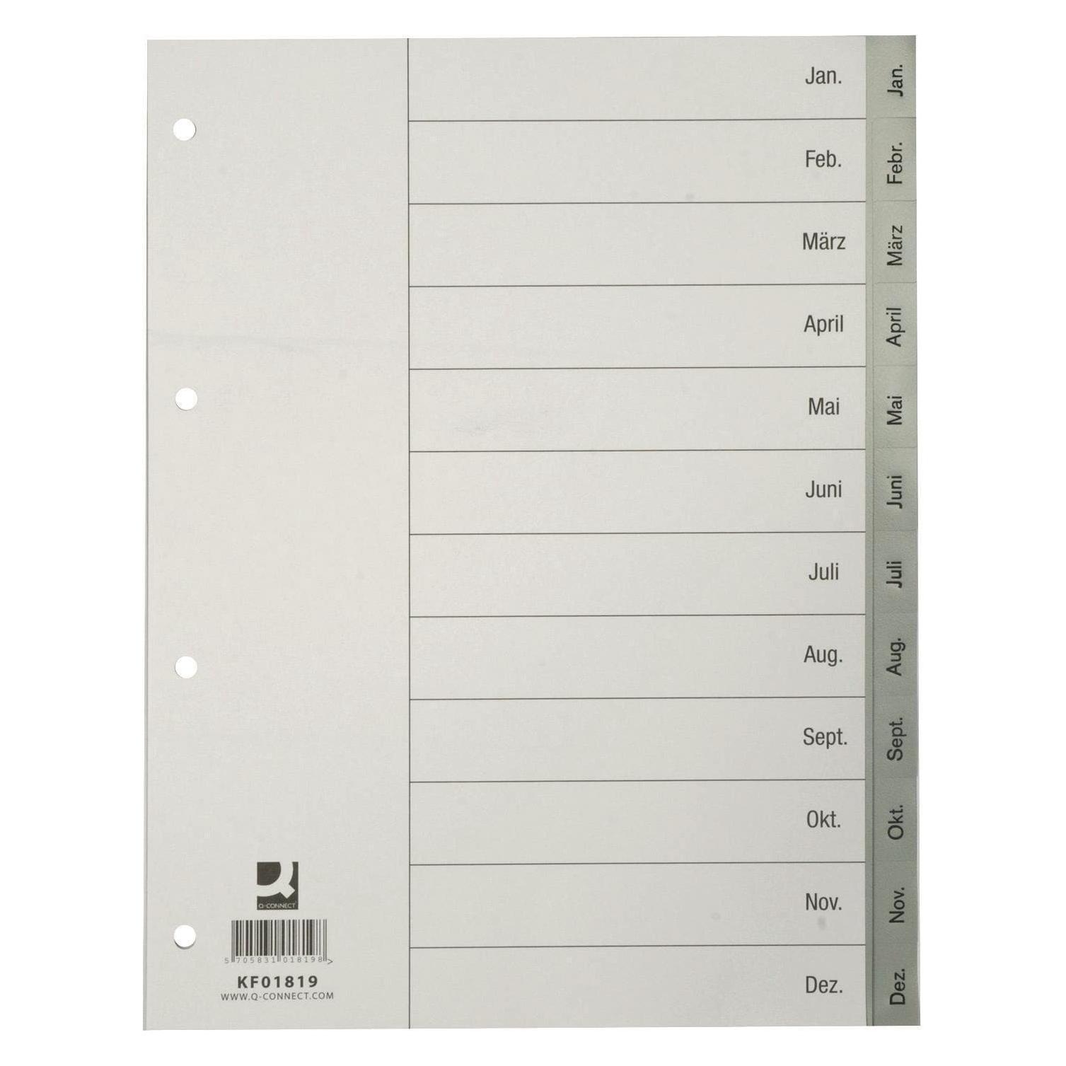 Q-Connect Register Vollformat aus PP, mit Indexblatt (KF01819)