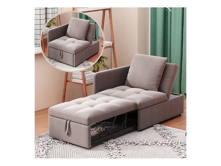 KLAM HOME Schlafsofa Polsterbett Schlafsofa 3 in 1 Multifunktions-Schlafsofa, Leinenstoffsofa mit verstellbarer Rückenlehne, für kleine Räume