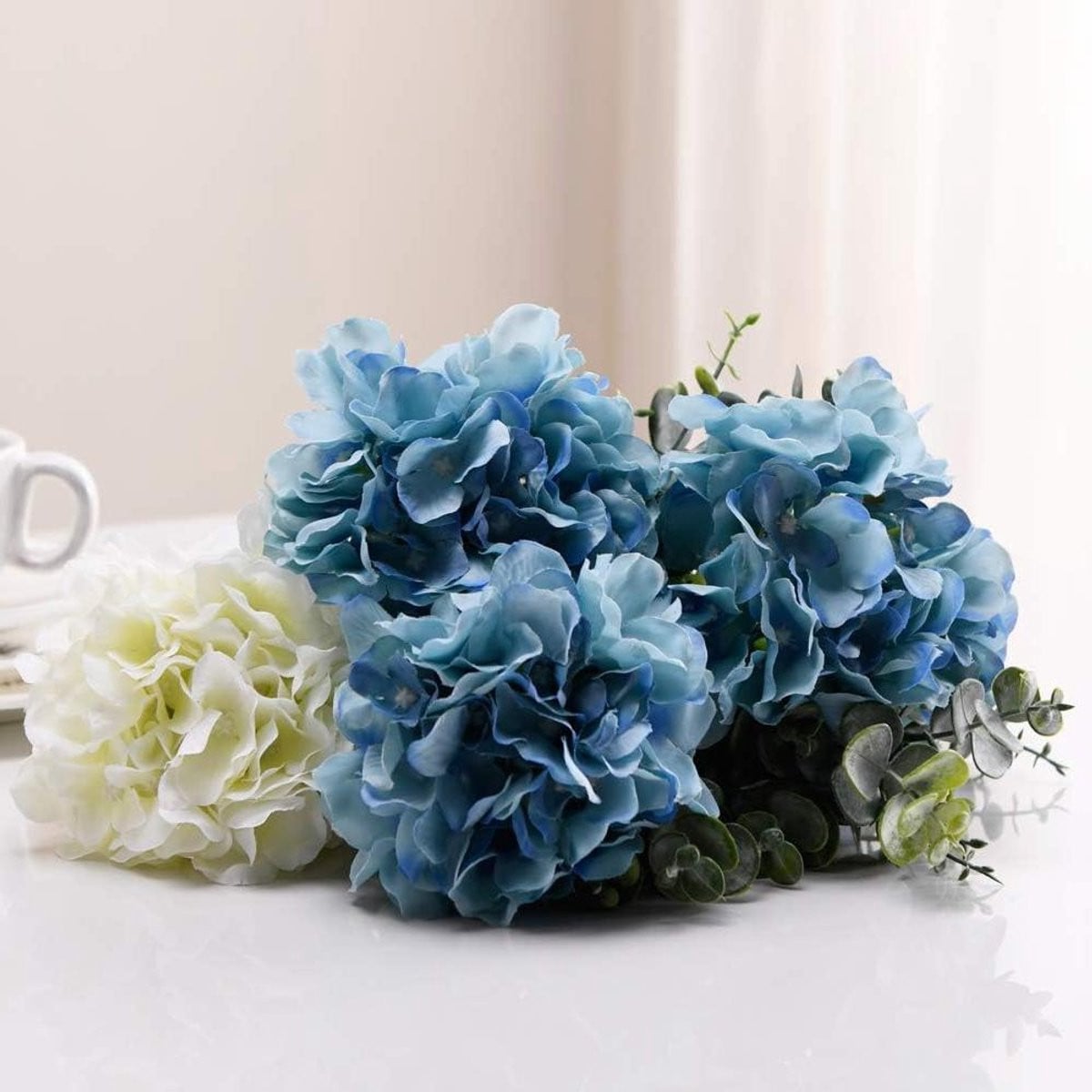Set van 10 kunstmatige Hydrangea bloemen van zijde voor bruiloftdecoratie