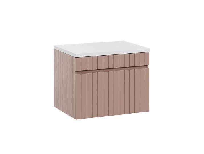 Meuble sous-vasque 60cm plan de toilette Zelie Rose et Blanc