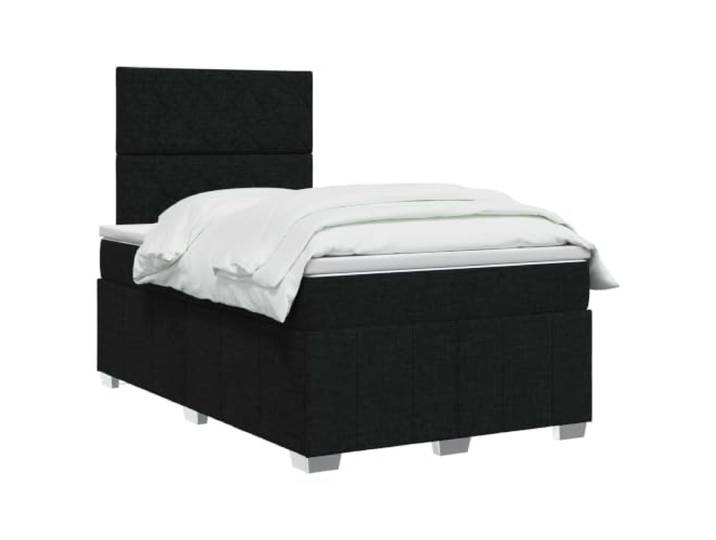 vidaXL LED Boxspringbett mit Matratze Schwarz 120 x 190 cm Stoff Coole Beleuchtung für modernen Stil, Höhe anpassen für deinen Komfort, Verbesserung des Schlafs mit Bewegungsisolierung