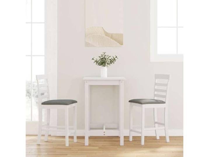 VIHHQGC Barhocker mit Kissen 2er Set Weiß Massivholz Gummibaum Mit Rückenlehne, ergonomisch, stoßfest, langlebig, Küche, Esszimmer, Wohnzimmer