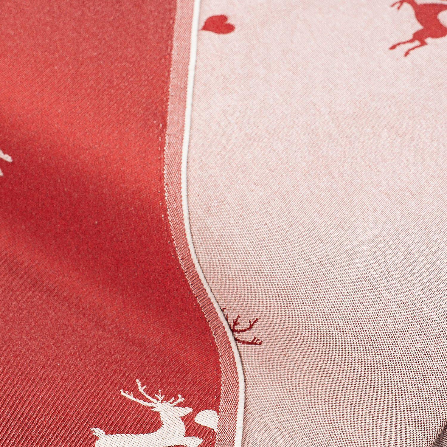 Jacquard "Hirsche & Herzen", rot/natur