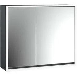 emco loft Lichtspiegelschrank, 800mm, 2 Türen, Aufputzmodell, schwarz/spiegel, 979813308, Ausführung: breite Tür rechts