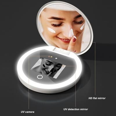 Fusion Finds UV Sunscreen Mirror With UV Camera, LED Compact Travel Makeup Mirror & 2X Magnification UV Sunscreen Mirror With UV Camera, LED Compact Travel Makeup Mirror & 2X Magnification