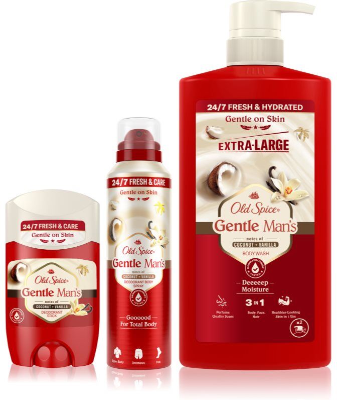 Old Spice Gentle Man's Coconut & Vanilla ensemble corps
