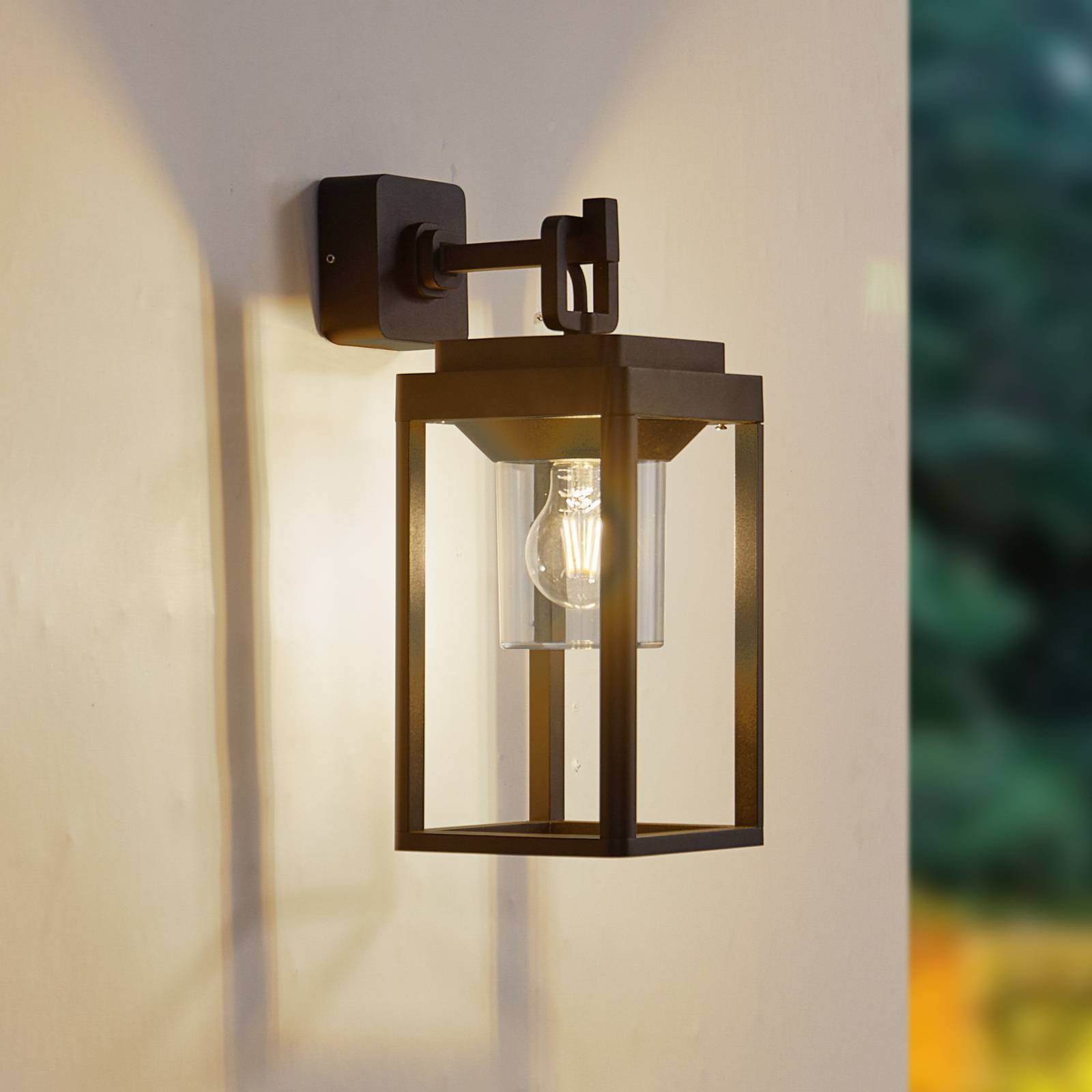 Outdoor Wall Light Milanka Lucande, dimmable, Black, Aluminium, Modern, Outdoor Wall Light