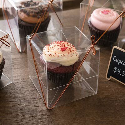 ClearBags "Cupcake Boxes Single Cupcake Clear Box & Cupcake and Muffin Tray Standard 4"" x 4"" x 4"" 100 Sets"