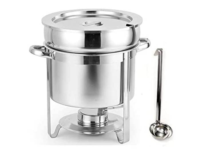 WSHA Suppen Chafing Dish, Edelstahl 11 L Marmite Chafer Suppenwärmer mit 35cm Löffel für Chili und Gumbo