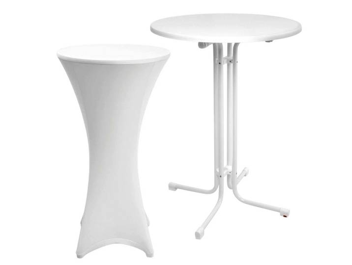STEHTISCH Sylt Ø 80cm Weiß mit Stella Stehtischhusse Ø 80cm Weiß