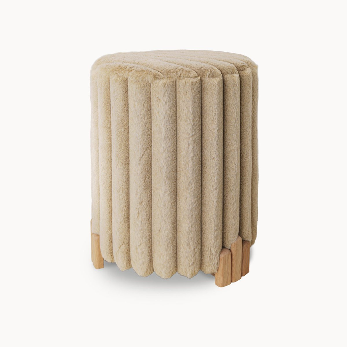 Little King Poef Big - Handgemaakte velvet poef met eikenhouten frame